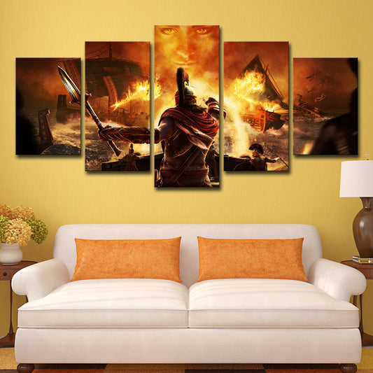 Kids Game Scene Print Canvas Yellow Assassins Creed Odyssey Wall Art Decor for Room Clearhalo 'Art Gallery' 'Canvas Art' 'Kids' Arts' 1727413