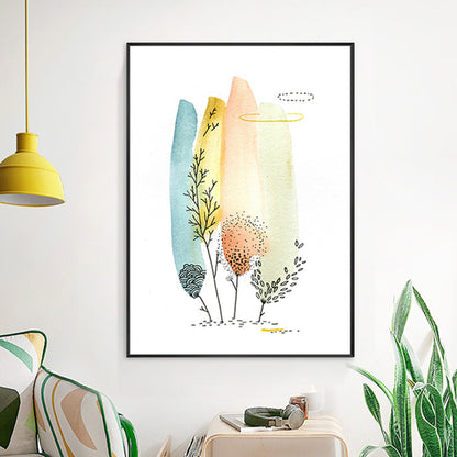 Botanical Painting Modern Style Canvas Textured Wall Art in Orange, Multiple Sizes Orange Clearhalo 'Art Gallery' 'Canvas Art' 'Contemporary Art Gallery' 'Modern' Arts' 1727419