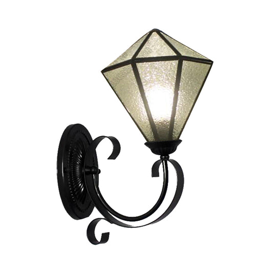 Prismatic Sconce Light Fixture Retro Style Glass 1-Light Wall Light Fixture in Clear for Hallway Clearhalo 'Industrial' 'Middle century wall lights' 'Tiffany wall lights' 'Tiffany' 'Wall Lamps & Sconces' 'Wall Lights' Lighting' 172747
