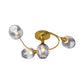 Bud Shade Study Room Ceiling Light with Gold Twist Arm Glass Modern Semi Flushmount Light in Smoke Gray Clearhalo 'Ceiling Lights' 'Close To Ceiling Lights' 'Close to ceiling' 'Glass shade' 'Glass' 'Semi-flushmount' Lighting' 172755