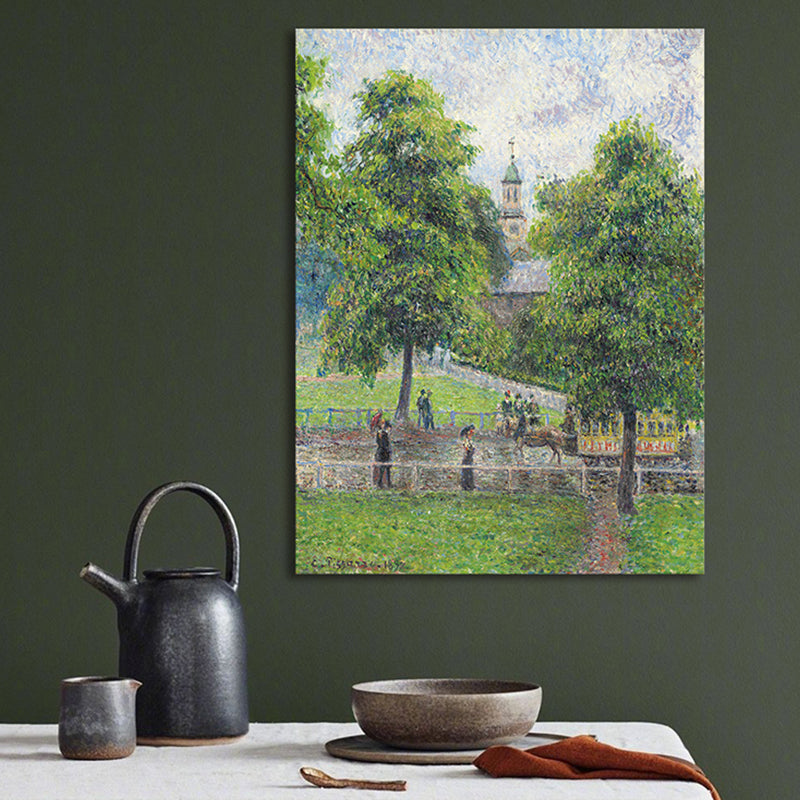 Plain Horse Ranch Scenery Painting in Green Impressionism Wall Decor for Dining Room Clearhalo 'Arts' 'Canvas Art' 1727558