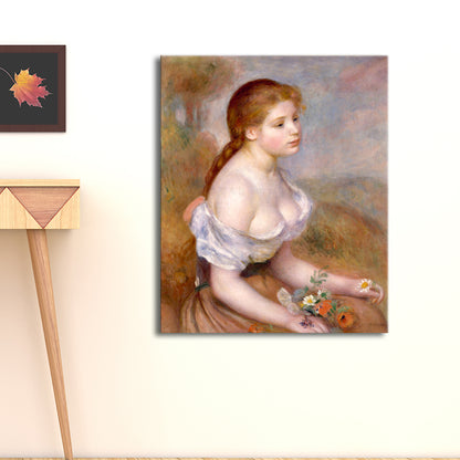 Impressionism Sitting Maiden Art Canvas Pink Oil Painting Wall Decor, Multiple Sizes Brown Clearhalo 'Arts' 'Canvas Art' 1727617
