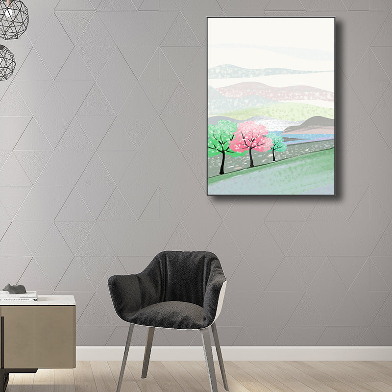 Quiet Natural Scenery Painting Pastel Color Canvas Wall Art Textured, Multiple Sizes Clearhalo 'Art Gallery' 'Canvas Art' 'Contemporary Art Gallery' 'Modern' Arts' 1727626