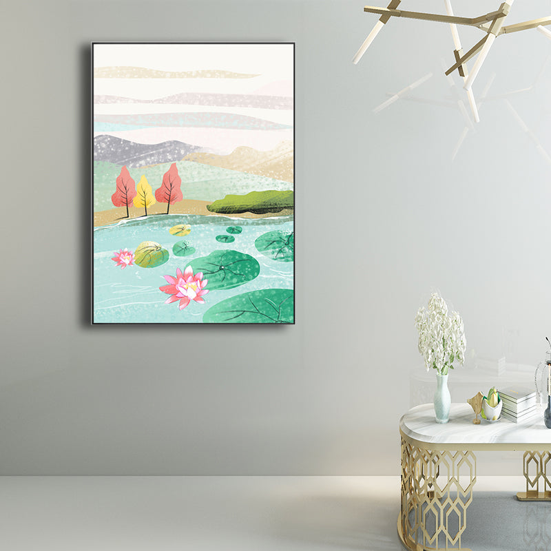 Quiet Natural Scenery Painting Pastel Color Canvas Wall Art Textured, Multiple Sizes Clearhalo 'Art Gallery' 'Canvas Art' 'Contemporary Art Gallery' 'Modern' Arts' 1727632