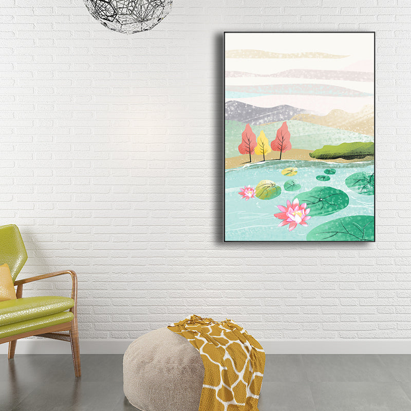 Quiet Natural Scenery Painting Pastel Color Canvas Wall Art Textured, Multiple Sizes Clearhalo 'Art Gallery' 'Canvas Art' 'Contemporary Art Gallery' 'Modern' Arts' 1727633