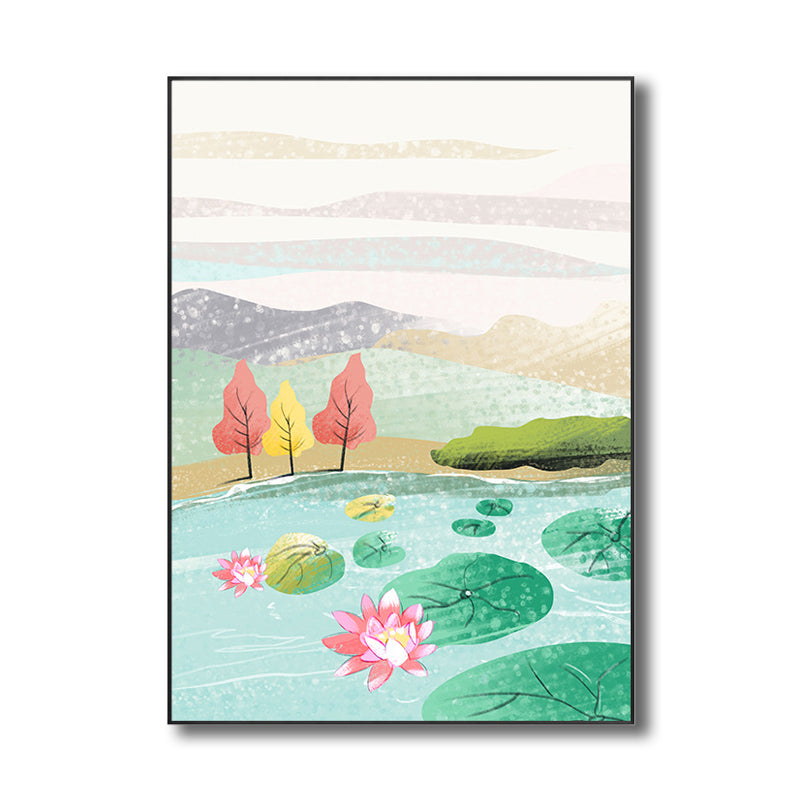 Quiet Natural Scenery Painting Pastel Color Canvas Wall Art Textured, Multiple Sizes Clearhalo 'Art Gallery' 'Canvas Art' 'Contemporary Art Gallery' 'Modern' Arts' 1727634