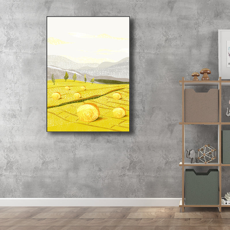 Quiet Natural Scenery Painting Pastel Color Canvas Wall Art Textured, Multiple Sizes Yellow Clearhalo 'Art Gallery' 'Canvas Art' 'Contemporary Art Gallery' 'Modern' Arts' 1727635