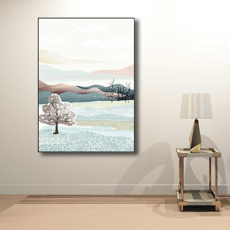 Quiet Natural Scenery Painting Pastel Color Canvas Wall Art Textured, Multiple Sizes Clearhalo 'Art Gallery' 'Canvas Art' 'Contemporary Art Gallery' 'Modern' Arts' 1727640