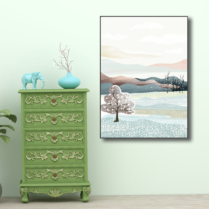 Quiet Natural Scenery Painting Pastel Color Canvas Wall Art Textured, Multiple Sizes Clearhalo 'Art Gallery' 'Canvas Art' 'Contemporary Art Gallery' 'Modern' Arts' 1727641