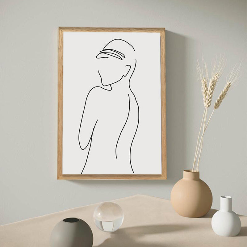 Nude Figure Line Art Print Minimalistic Canvas Wall Decor in White for Girls Room White Design 1 Clearhalo 'Art Gallery' 'Canvas Art' 'Contemporary Art Gallery' 'Contemporary Art' 'Minimalism' 'Minimalist Art Gallery' 'Scandinavian' Arts' 1727650