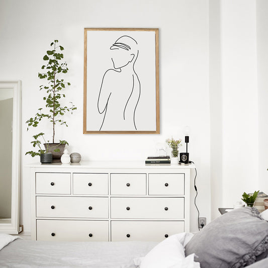 Nude Figure Line Art Print Minimalistic Canvas Wall Decor in White for Girls Room Clearhalo 'Art Gallery' 'Canvas Art' 'Contemporary Art Gallery' 'Contemporary Art' 'Minimalism' 'Minimalist Art Gallery' 'Scandinavian' Arts' 1727652