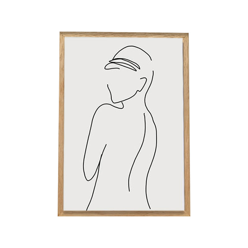 Nude Figure Line Art Print Minimalistic Canvas Wall Decor in White for Girls Room Clearhalo 'Art Gallery' 'Canvas Art' 'Contemporary Art Gallery' 'Contemporary Art' 'Minimalism' 'Minimalist Art Gallery' 'Scandinavian' Arts' 1727653