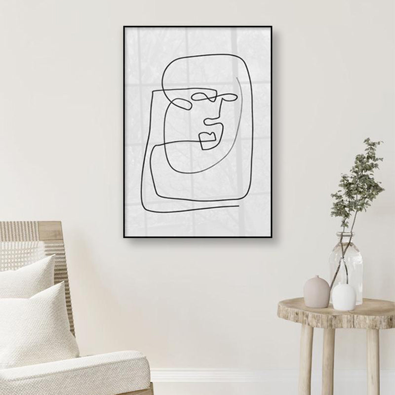 Nude Figure Line Art Print Minimalistic Canvas Wall Decor in White for Girls Room White Design 2 Clearhalo 'Art Gallery' 'Canvas Art' 'Contemporary Art Gallery' 'Contemporary Art' 'Minimalism' 'Minimalist Art Gallery' 'Scandinavian' Arts' 1727657
