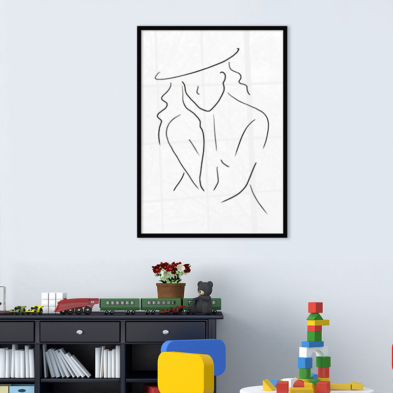 Nude Figure Line Art Print Minimalistic Canvas Wall Decor in White for Girls Room White Design 3 Clearhalo 'Art Gallery' 'Canvas Art' 'Contemporary Art Gallery' 'Contemporary Art' 'Minimalism' 'Minimalist Art Gallery' 'Scandinavian' Arts' 1727661