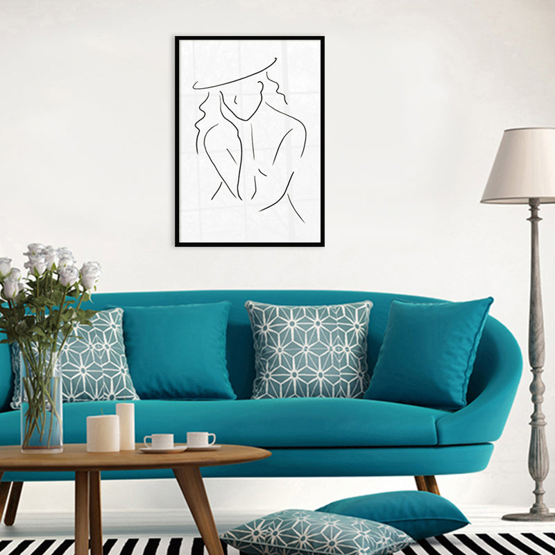 Nude Figure Line Art Print Minimalistic Canvas Wall Decor in White for Girls Room Clearhalo 'Art Gallery' 'Canvas Art' 'Contemporary Art Gallery' 'Contemporary Art' 'Minimalism' 'Minimalist Art Gallery' 'Scandinavian' Arts' 1727662