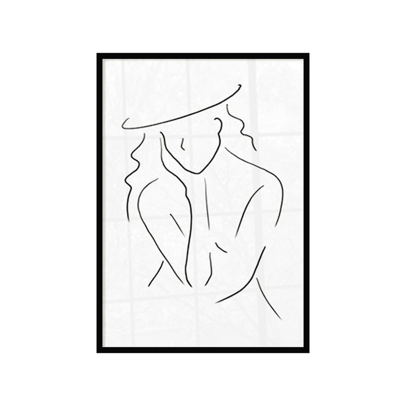 Nude Figure Line Art Print Minimalistic Canvas Wall Decor in White for Girls Room Clearhalo 'Art Gallery' 'Canvas Art' 'Contemporary Art Gallery' 'Contemporary Art' 'Minimalism' 'Minimalist Art Gallery' 'Scandinavian' Arts' 1727664