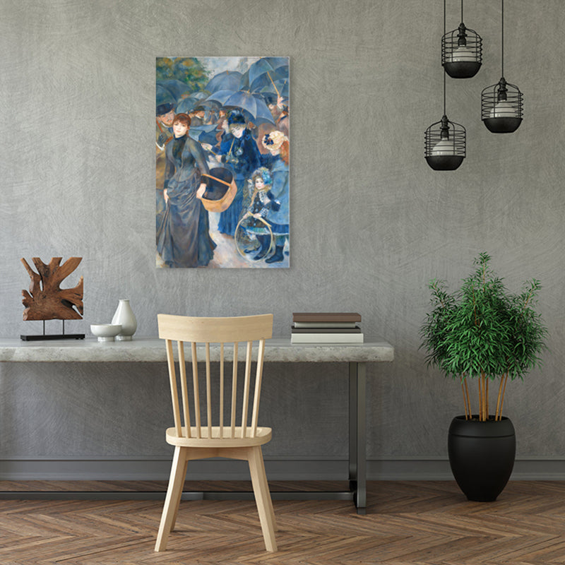 Blue People Gathering Wall Decor Textured Impressionism Style Girls Bedroom Canvas Blue Clearhalo 'Arts' 'Canvas Art' 1727665