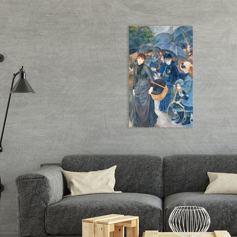 Blue People Gathering Wall Decor Textured Impressionism Style Girls Bedroom Canvas - Clearhalo - 'Arts' - 'Canvas Art' - 1727667