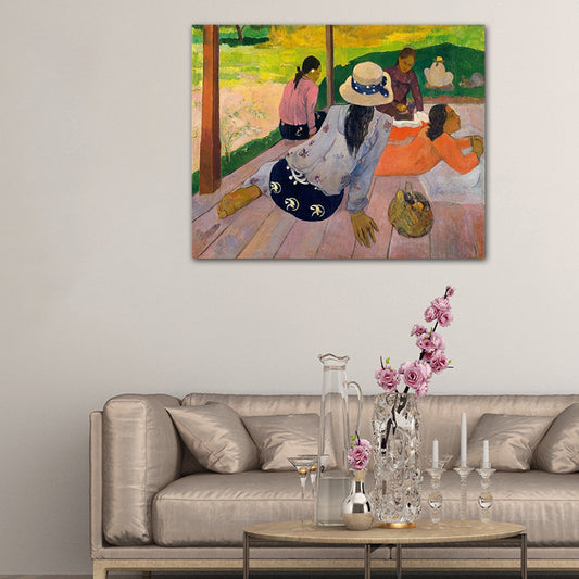Oranje abstract expressionisme kunst print meisjes canvas voor badkamer, meerdere maten
