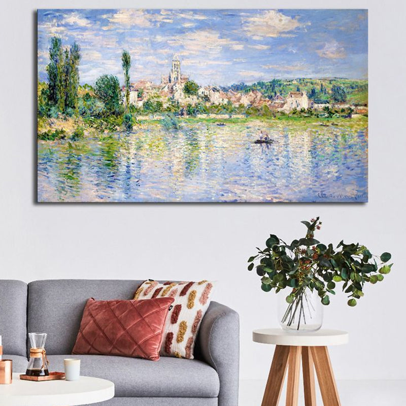 Light Color Riverside View Canvas Impressionism Textured Wall Art Print for Living Room Clearhalo 'Arts' 'Canvas Art' 1727694