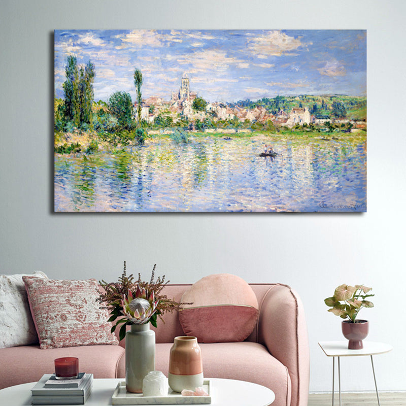 Light Color Riverside View Canvas Impressionism Textured Wall Art Print for Living Room Clearhalo 'Arts' 'Canvas Art' 1727695