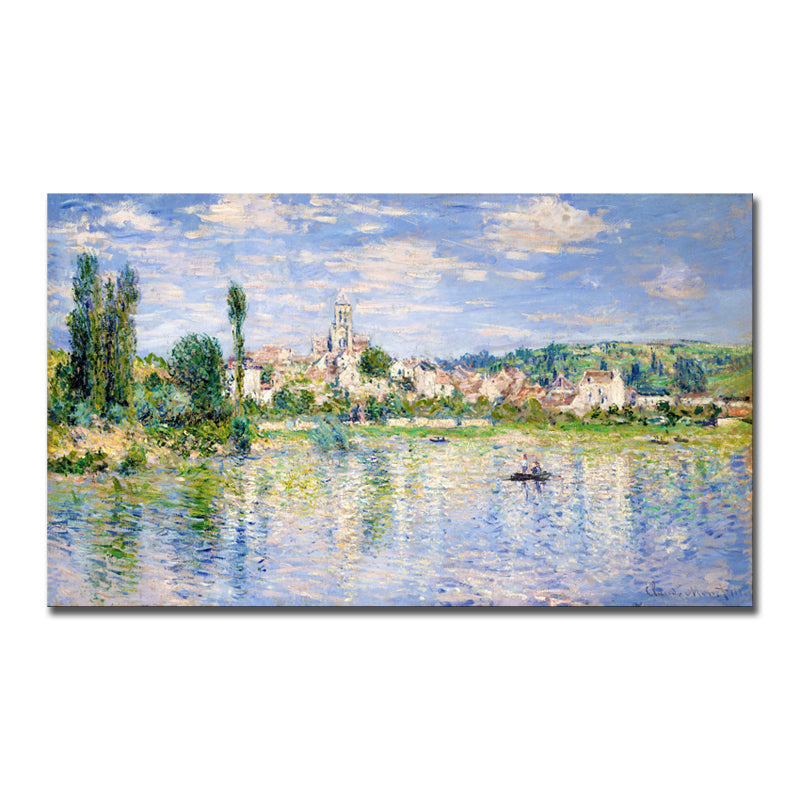 Light Color Riverside View Canvas Impressionism Textured Wall Art Print for Living Room Clearhalo 'Arts' 'Canvas Art' 1727696