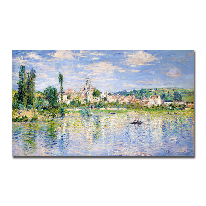 Light Color Riverside View Canvas Impressionism Textured Wall Art Print for Living Room - Clearhalo - 'Arts' - 'Canvas Art' - 1727696