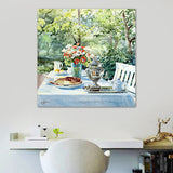 Impressionism Flowers and Cups Canvas Light Color Textured Painting for Dining Room