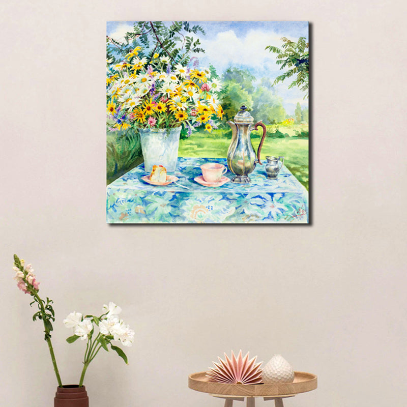 Impressionism Flowers and Cups Canvas Light Color Textured Painting for Dining Room Yellow Clearhalo 'Arts' 'Canvas Art' 1727711