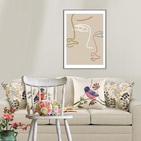 Light Brown Minimalist Wall Art Woman Face Line Drawing Canvas for Girls Bedroom Clearhalo 'Art Gallery' 'Canvas Art' 'Contemporary Art Gallery' 'Contemporary Art' 'Minimalism' 'Minimalist Art Gallery' 'Scandinavian' Arts' 1727764