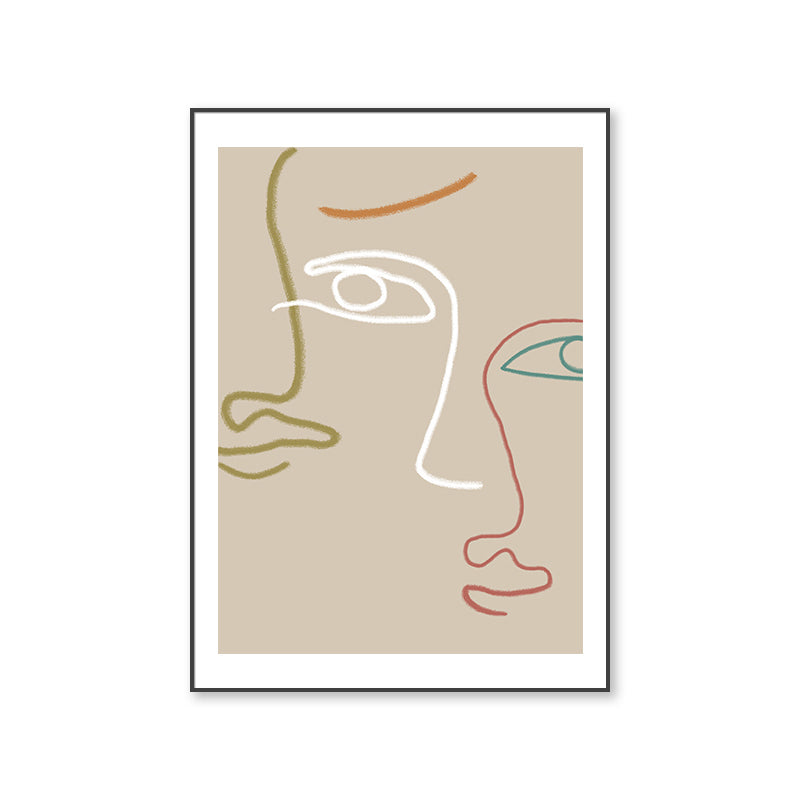 Light Brown Minimalist Wall Art Woman Face Line Drawing Canvas for Girls Bedroom Clearhalo 'Art Gallery' 'Canvas Art' 'Contemporary Art Gallery' 'Contemporary Art' 'Minimalism' 'Minimalist Art Gallery' 'Scandinavian' Arts' 1727765