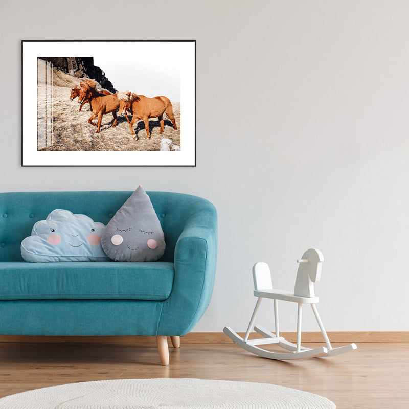 Canvas Pastel Color Wall Decor Contemporary Horses Art, Multiple Sizes Available Clearhalo 'Art Gallery' 'Canvas Art' 'Contemporary Art Gallery' 'Modern' Arts' 1727788
