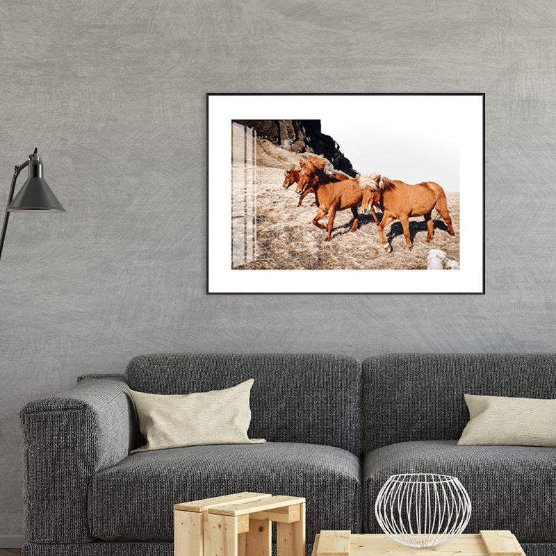 Canvas Pastel Color Wall Decor Contemporary Horses Art, Multiple Sizes Available Clearhalo 'Art Gallery' 'Canvas Art' 'Contemporary Art Gallery' 'Modern' Arts' 1727789