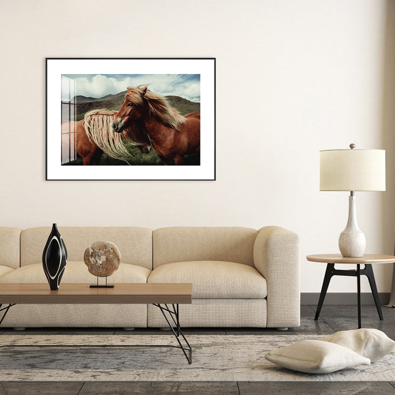 Canvas Pastel Color Wall Decor Contemporary Horses Art, Multiple Sizes Available Brown Clearhalo 'Art Gallery' 'Canvas Art' 'Contemporary Art Gallery' 'Modern' Arts' 1727794