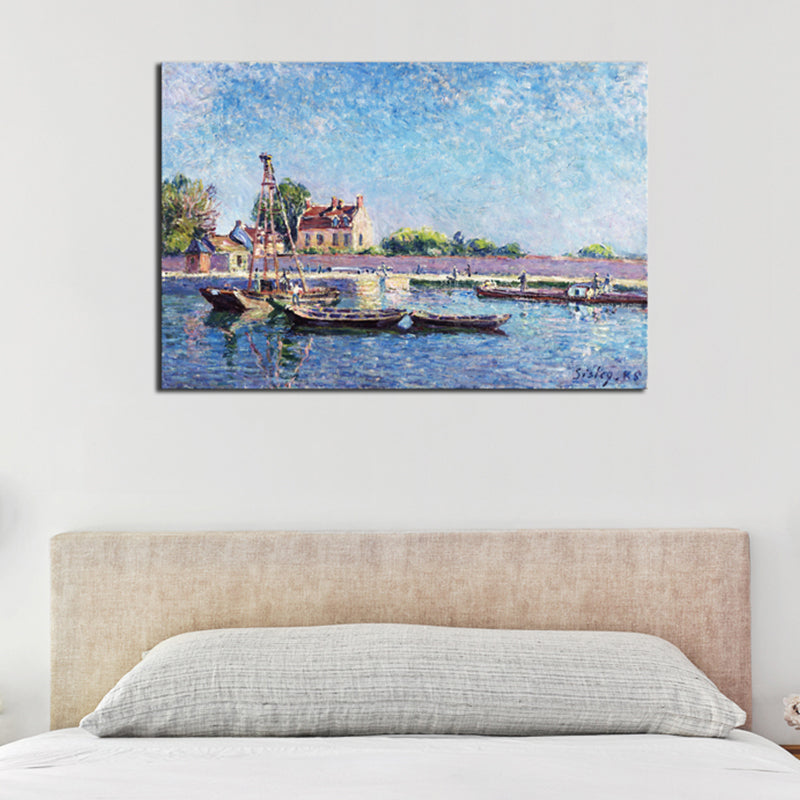 Impressionism Wall Art Light Color Architecture View Painting, Multiple Sizes Options Blue Clearhalo 'Arts' 'Canvas Art' 1727805
