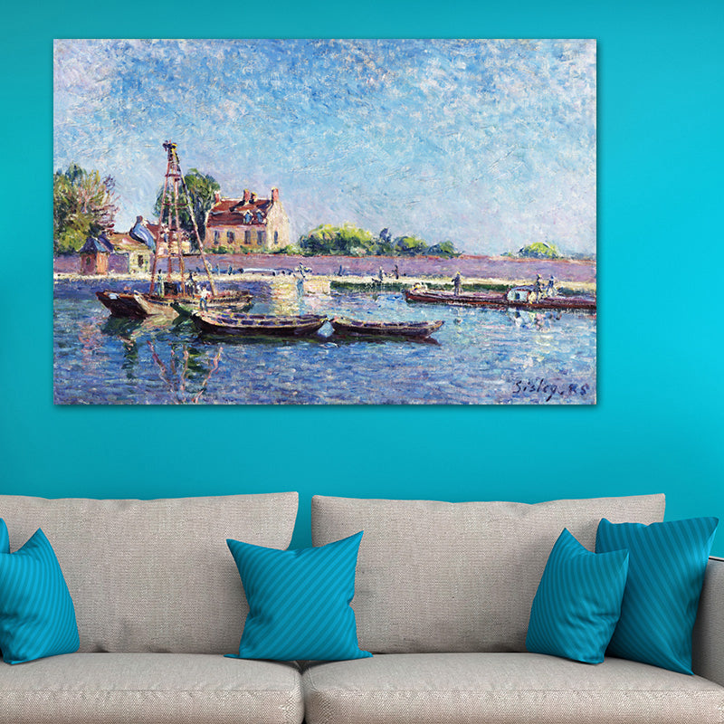 Impressionism Wall Art Light Color Architecture View Painting, Multiple Sizes Options Clearhalo 'Arts' 'Canvas Art' 1727806