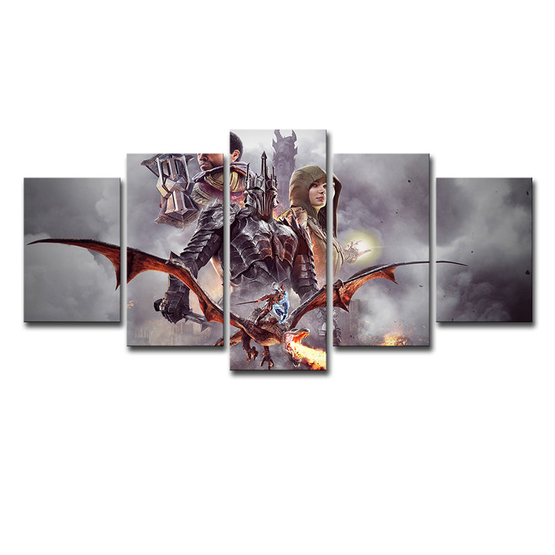 Grey Kids Canvas Art Digital Print Middle-Earth Shadow of War Scene Wall Decor for Home Clearhalo 'Art Gallery' 'Canvas Art' 'Kids' Arts' 1727868