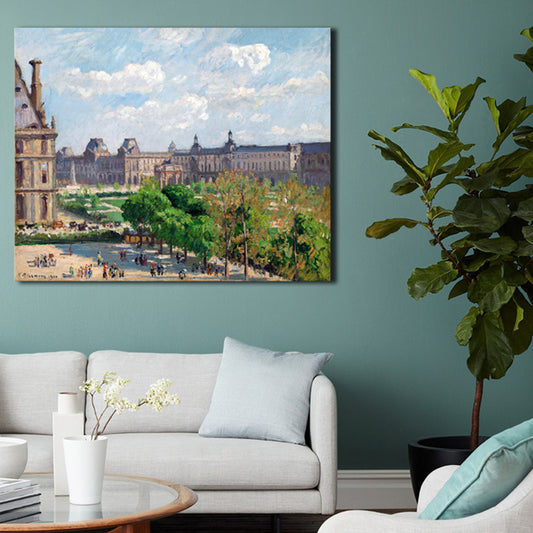 Natural Landscape Painting Soft Color Canvas Wall Art Print Textured, Multiple Sizes Dark Green