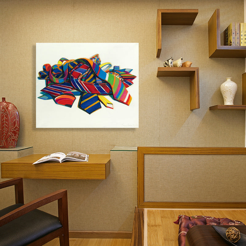 Stacked Tie Drawing Print Art Traditional Style Canvas Wall Decor, Multiple Sizes Clearhalo 'Art Gallery' 'Canvas Art' 'Traditional' Arts' 1727949