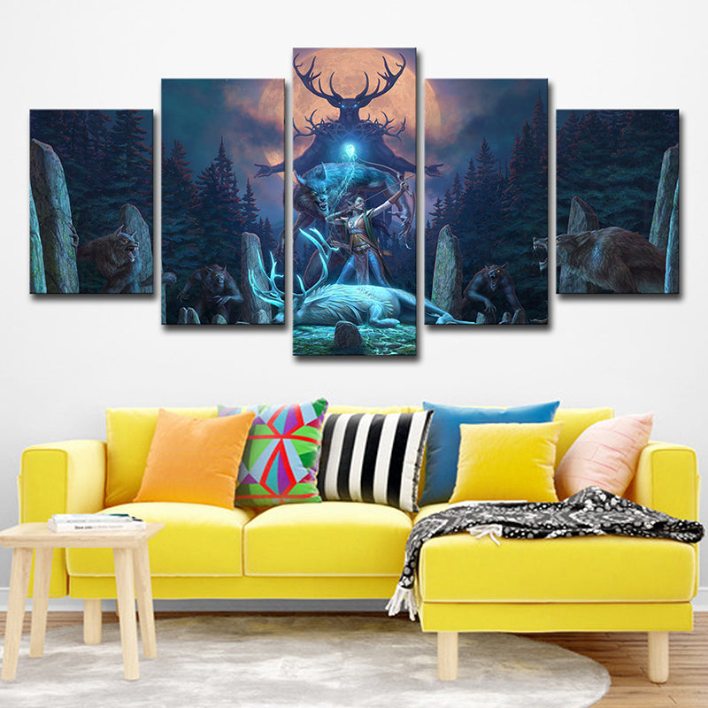 Blue Kids Canvas Digital Print the Elder Scrolls Online Wall Art for Teen Room Blue Clearhalo 'Art Gallery' 'Canvas Art' 'Kids' Arts' 1727990