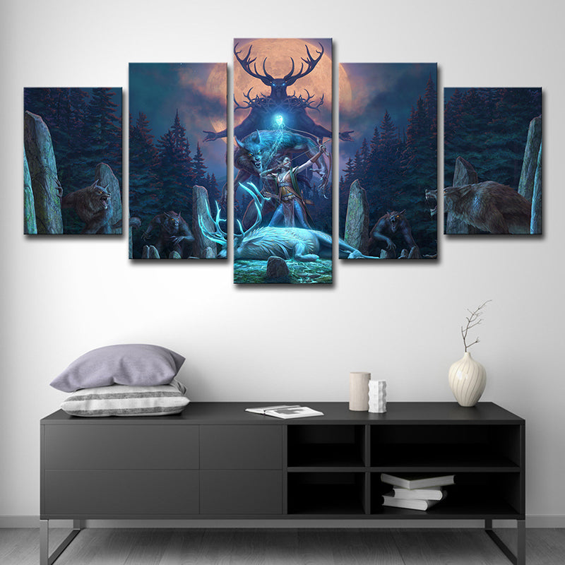 Blue Kids Canvas Digital Print the Elder Scrolls Online Wall Art for Teen Room Clearhalo 'Art Gallery' 'Canvas Art' 'Kids' Arts' 1727992