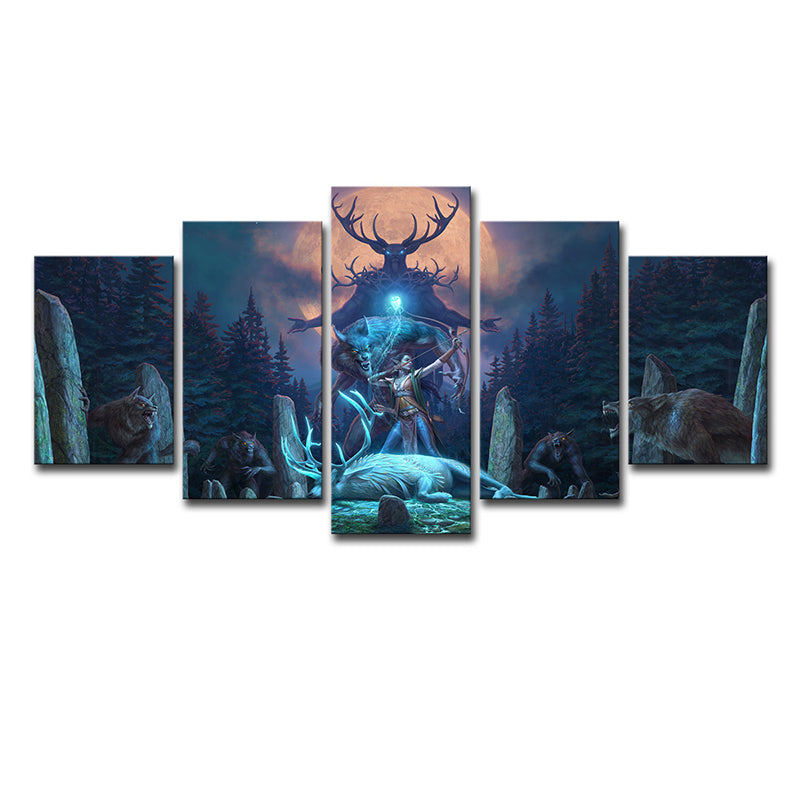 Blue Kids Canvas Digital Print the Elder Scrolls Online Wall Art for Teen Room Clearhalo 'Art Gallery' 'Canvas Art' 'Kids' Arts' 1727993