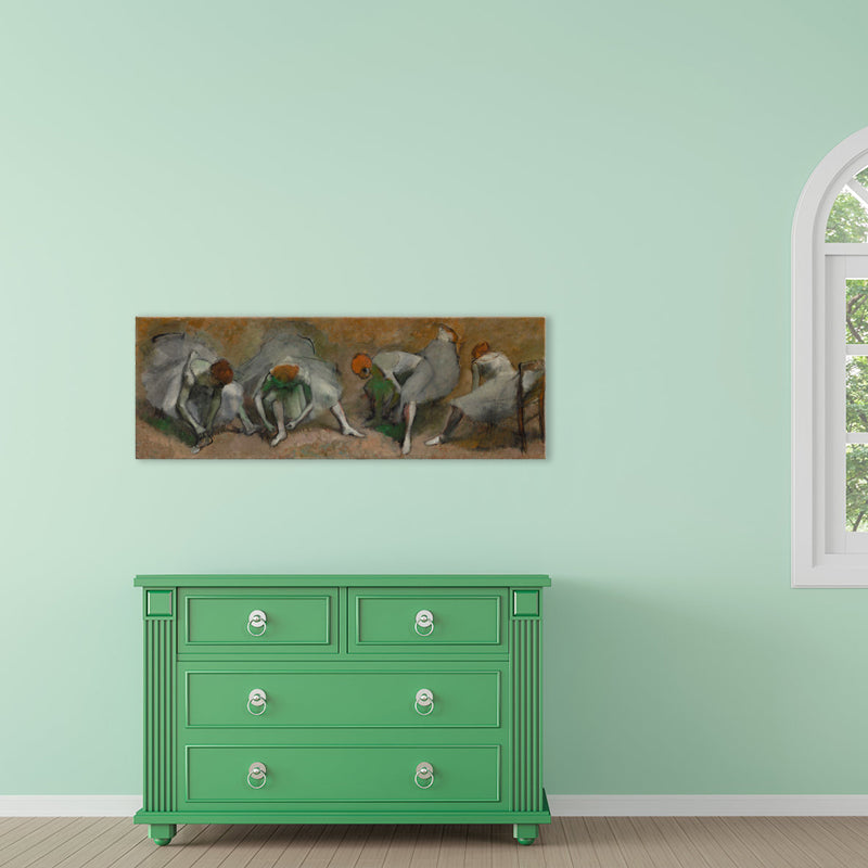 Ballet Girls Oil Painting Art Impressionism Style Canvas Wall Print, Multiple Sizes Brown Clearhalo 'Arts' 'Canvas Art' 1727997