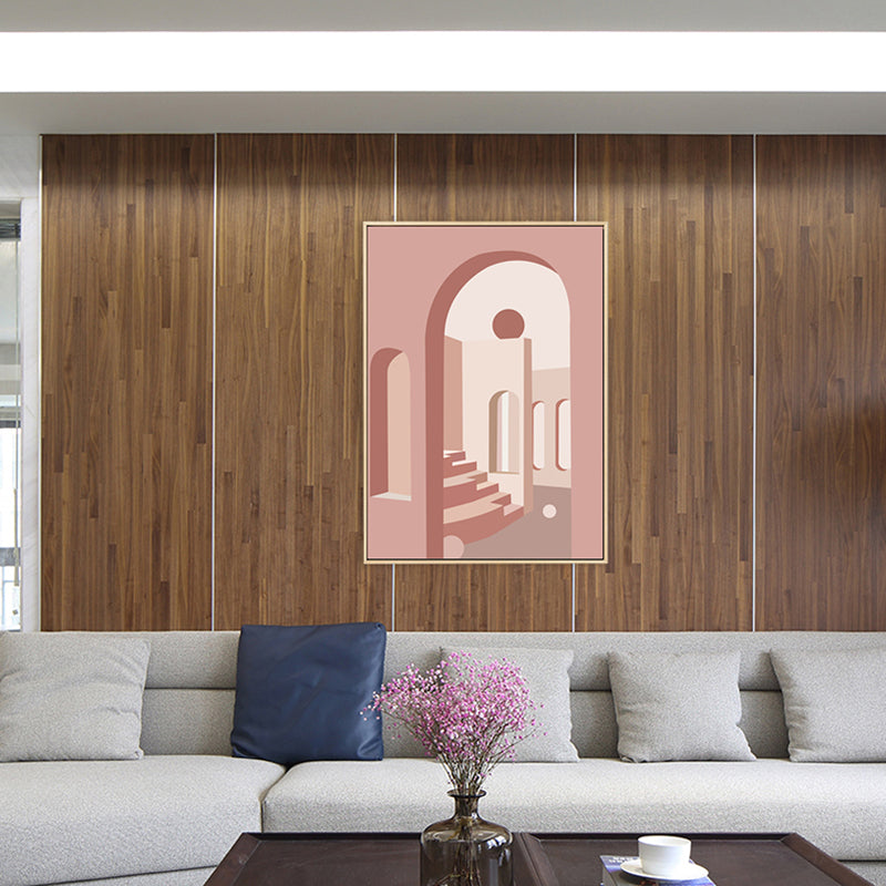 Nordic Style Teenagers Painting Building in Light Color Wall Decor, Multiple Sizes Clearhalo 'Arts' 'Canvas Art' 1728004