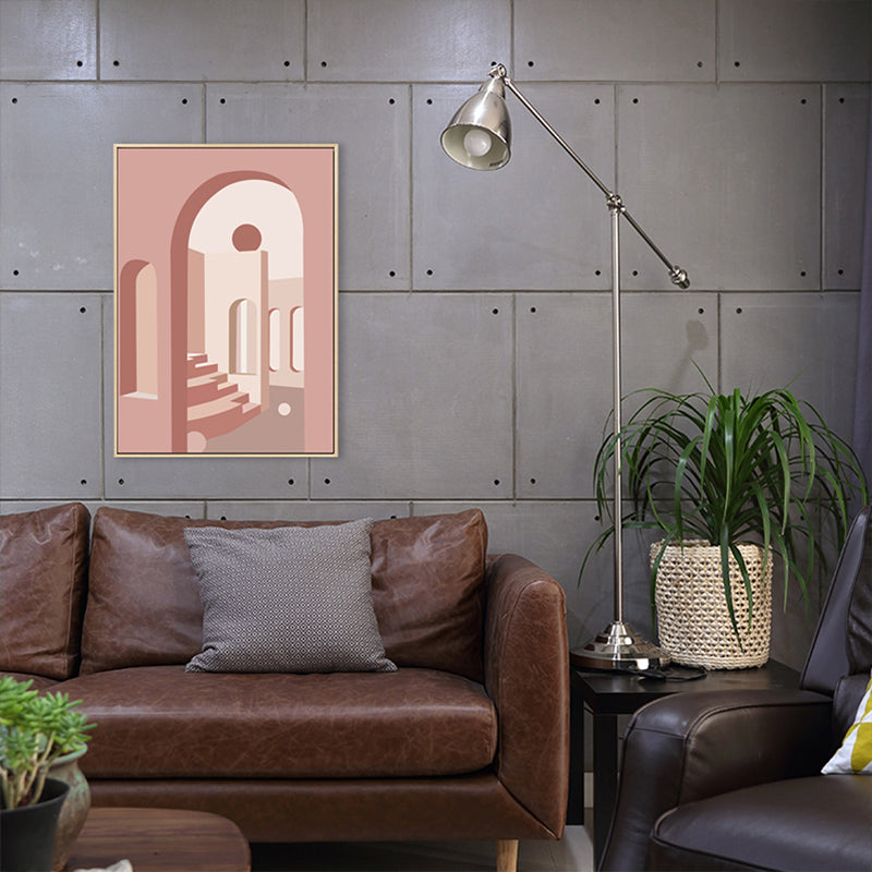 Nordic Style Teenagers Painting Building in Light Color Wall Decor, Multiple Sizes Clearhalo 'Arts' 'Canvas Art' 1728005