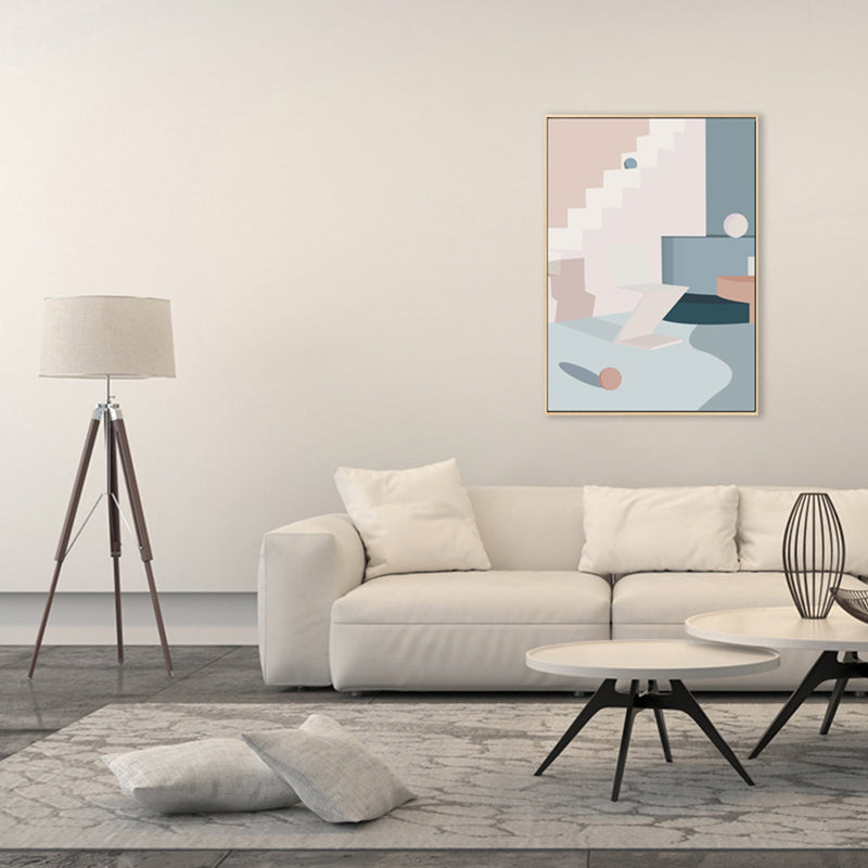 Nordic Style Teenagers Painting Building in Light Color Wall Decor, Multiple Sizes Clearhalo 'Arts' 'Canvas Art' 1728012