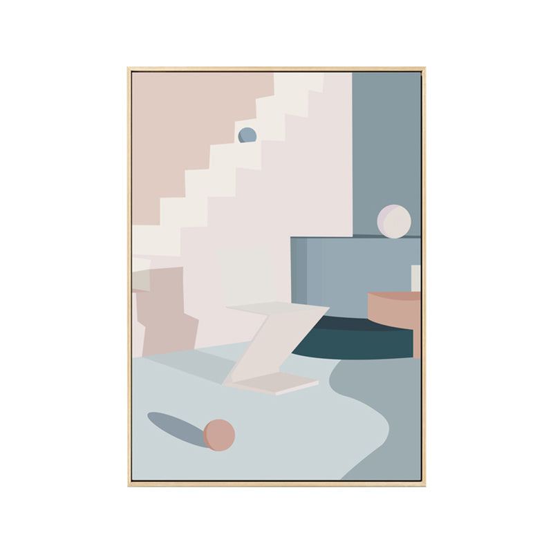 Nordic Style Teenagers Painting Building in Light Color Wall Decor, Multiple Sizes Clearhalo 'Arts' 'Canvas Art' 1728014