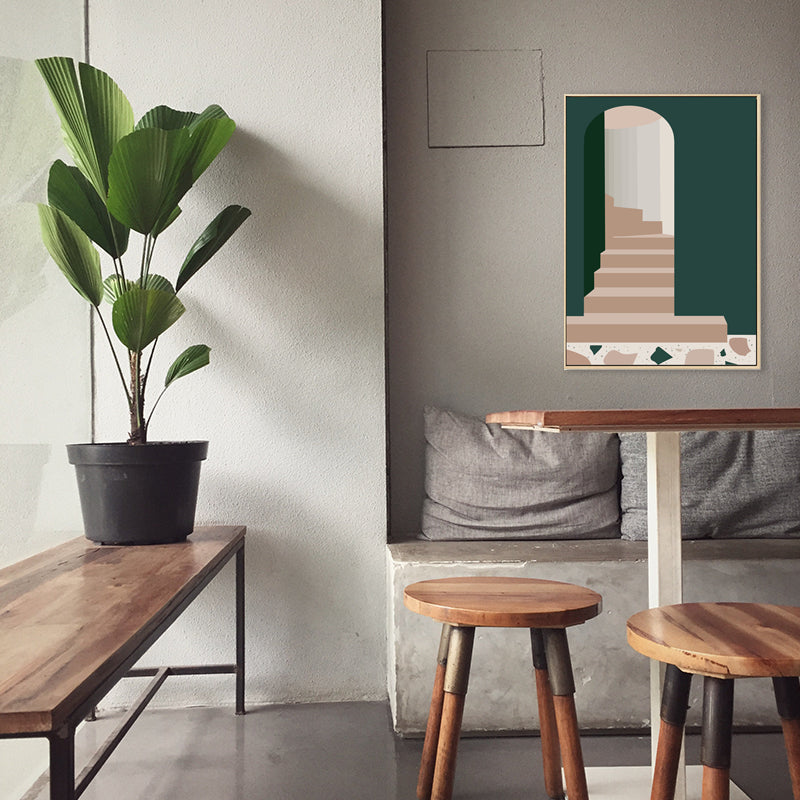 Nordic Style Teenagers Painting Building in Light Color Wall Decor, Multiple Sizes Green Clearhalo 'Arts' 'Canvas Art' 1728015