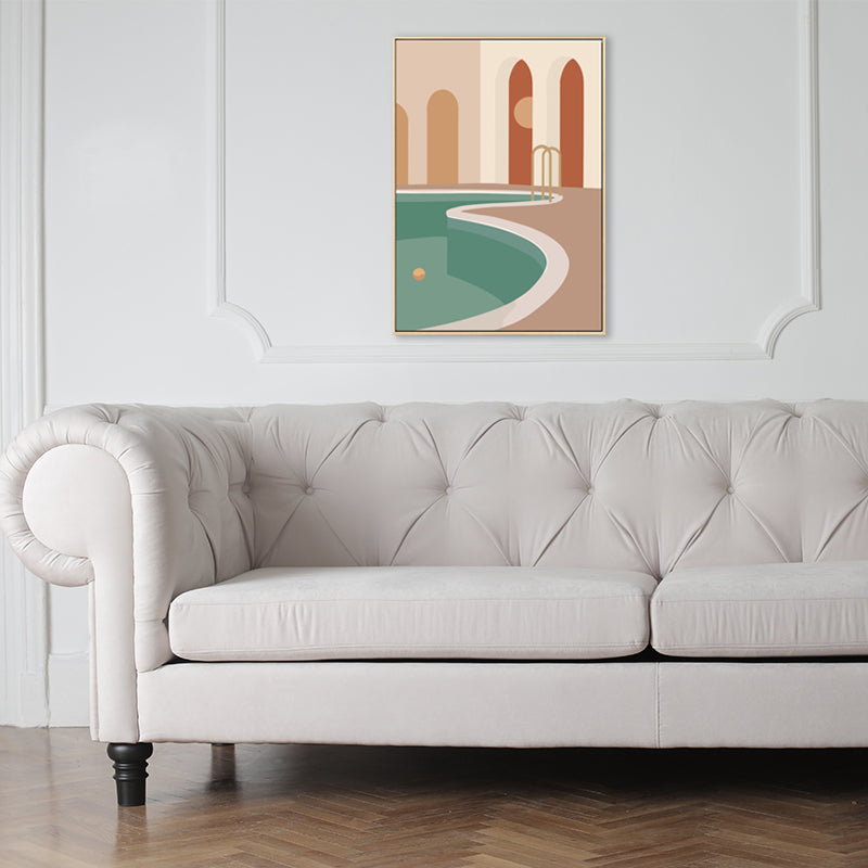 Nordic Style Teenagers Painting Building in Light Color Wall Decor, Multiple Sizes Clearhalo 'Arts' 'Canvas Art' 1728021
