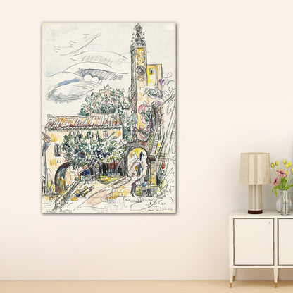 Textured City Landscape Painting Canvas Abstract Expressionism Art Print for Playroom Green 20" x 28" Clearhalo 'Arts' 'Canvas Art' 1728024